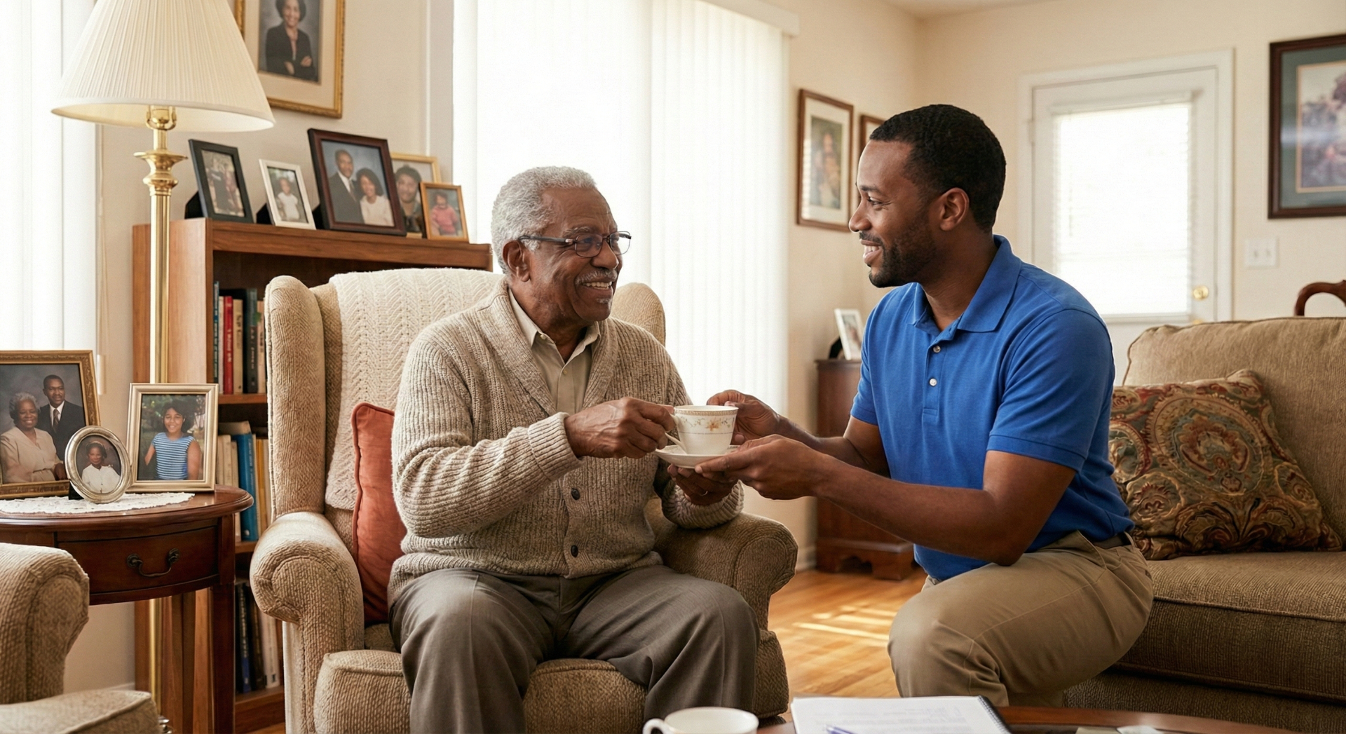 Caring Matters caregiver helping a client with daily activities